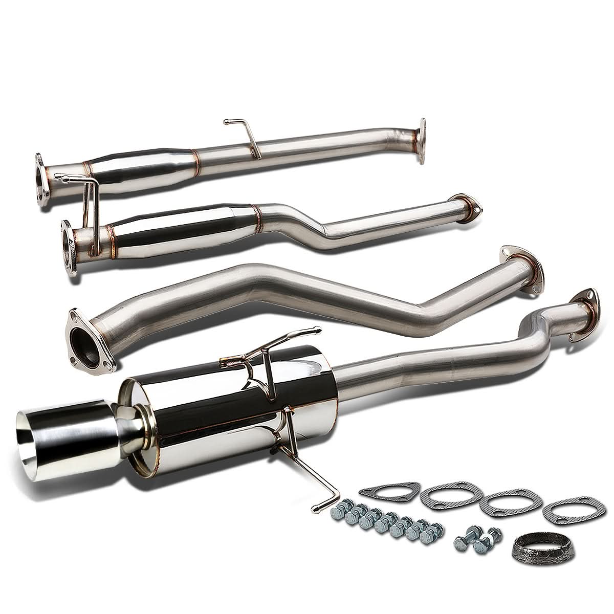 2001-2005 Honda Civic Catback Exhaust Single Rolled Tip Stainless Steel