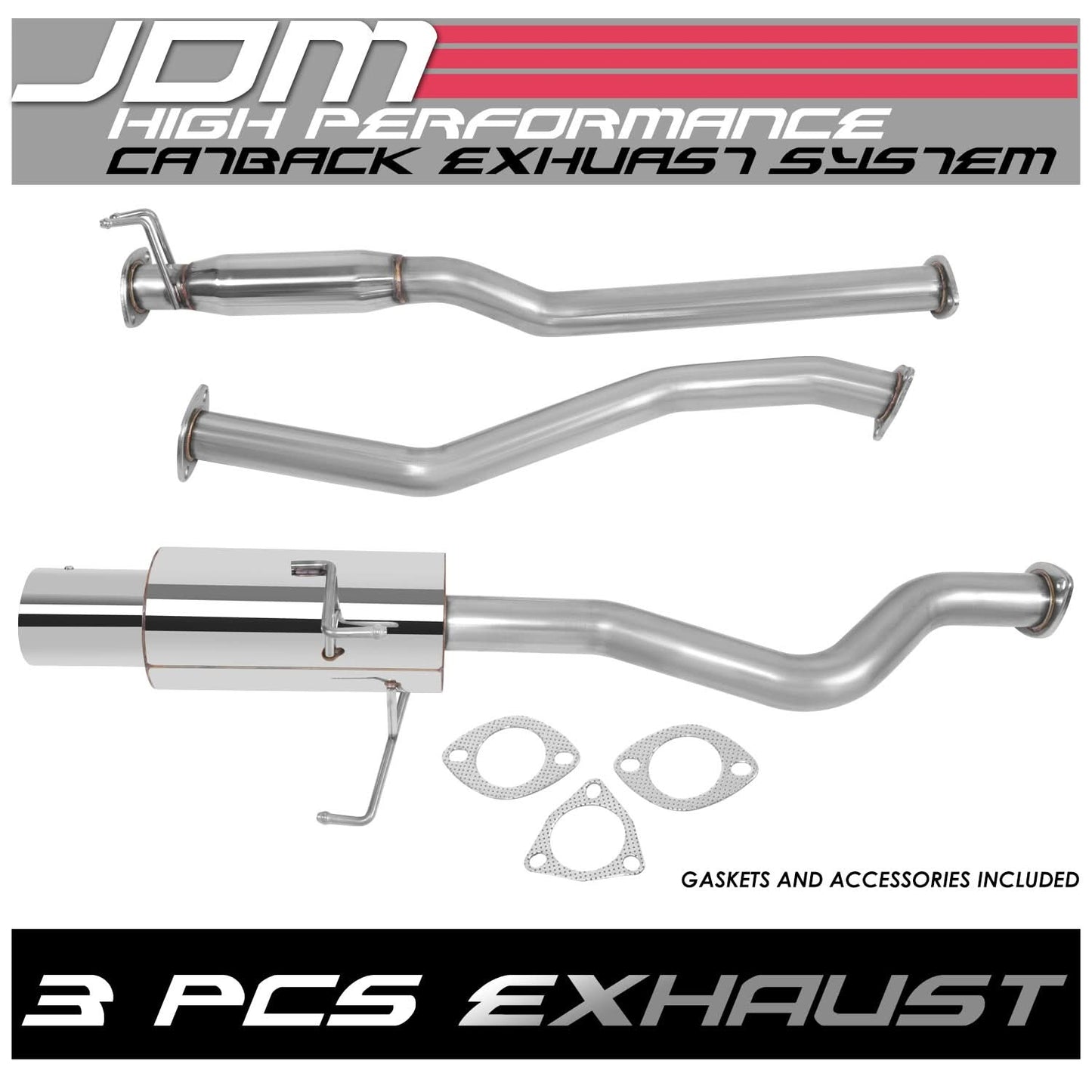 01-05 Honda Civic EX Catback Exhaust Single Tip Stainless Steel