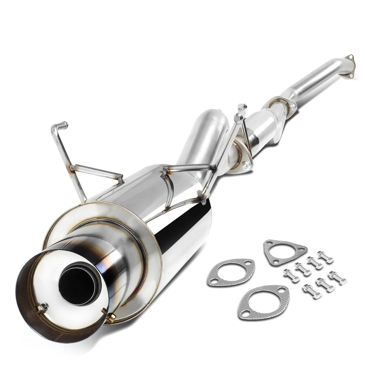 2001-2005 Honda Civic Single Burnt Tip Catback Exhaust Stainless Steel