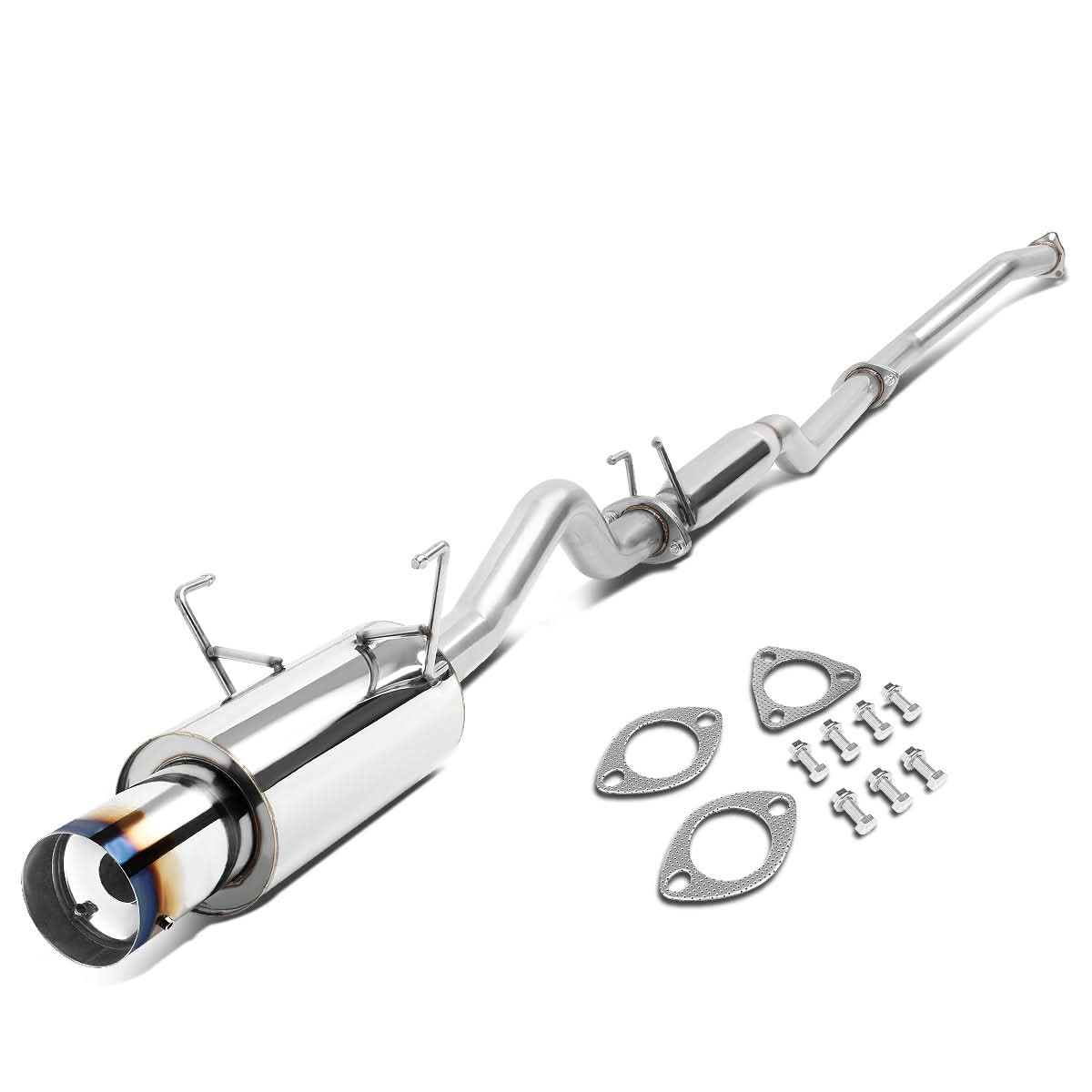 2001-2005 Honda Civic Single Burnt Tip Catback Exhaust Stainless Steel