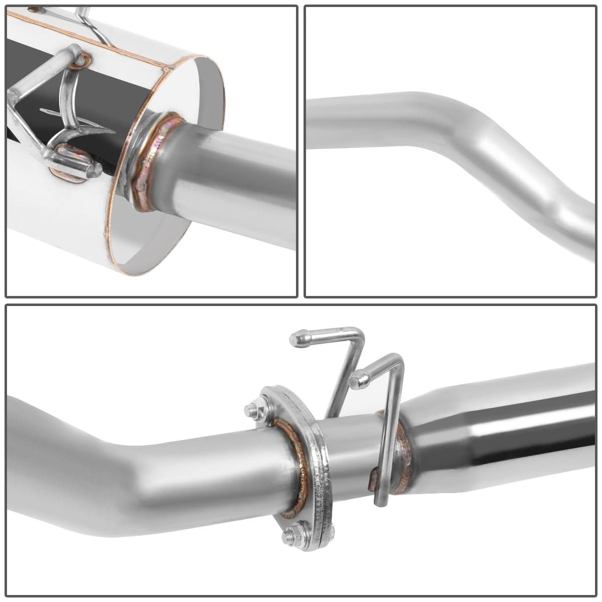 2001-2005 Honda Civic Single Burnt Tip Catback Exhaust Stainless Steel