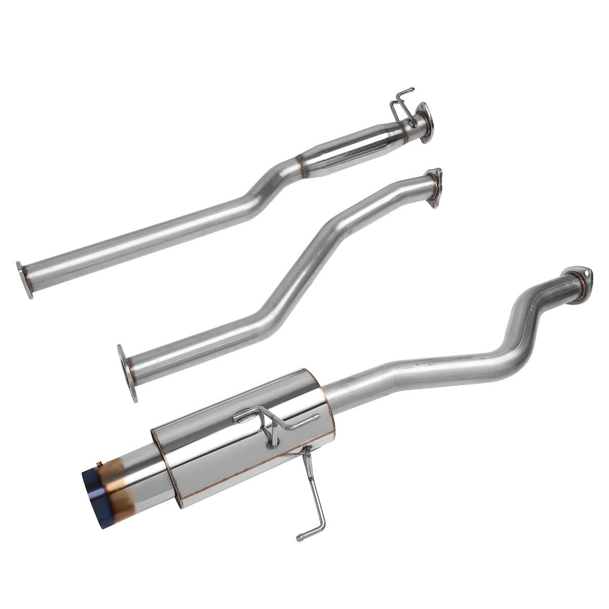2001-2005 Honda Civic Single Burnt Tip Catback Exhaust Stainless Steel