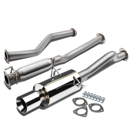 01-05 Honda Civic EX Single Rolled Tip Catback Exhaust - Stainless Steel