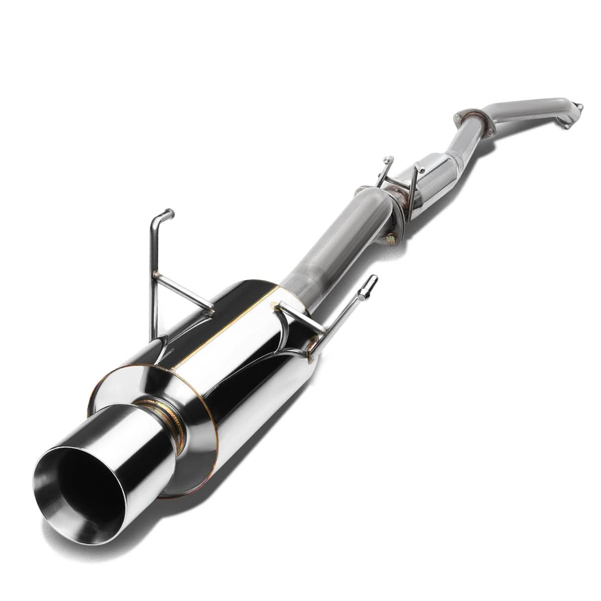 01-05 Honda Civic EX Single Rolled Tip Catback Exhaust - Stainless Steel