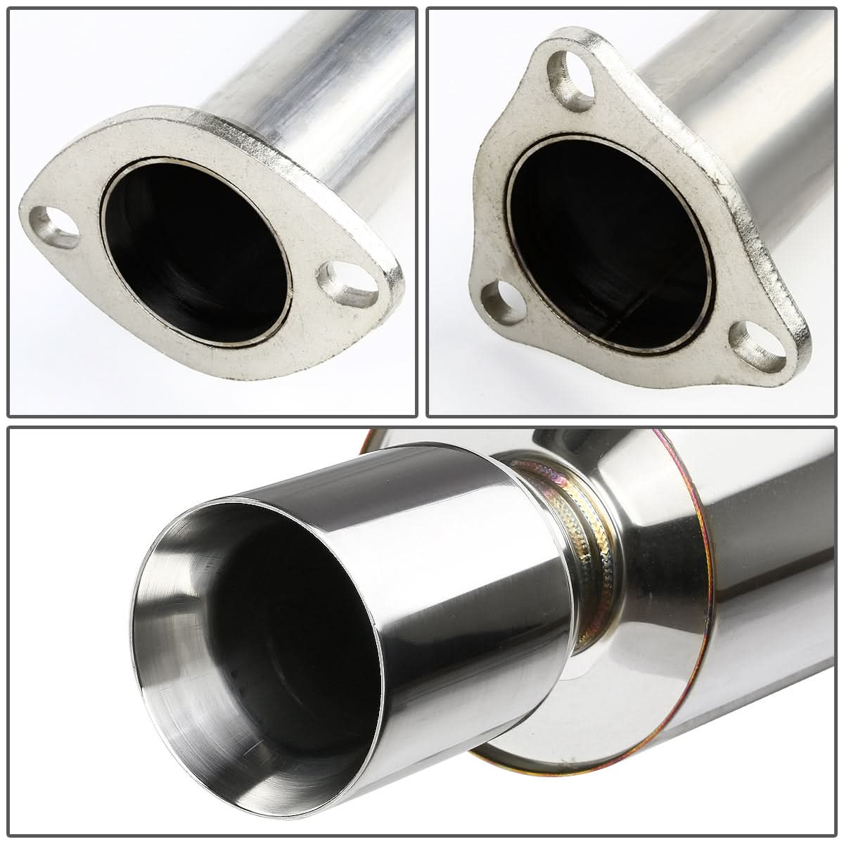 01-05 Honda Civic EX Single Rolled Tip Catback Exhaust - Stainless Steel