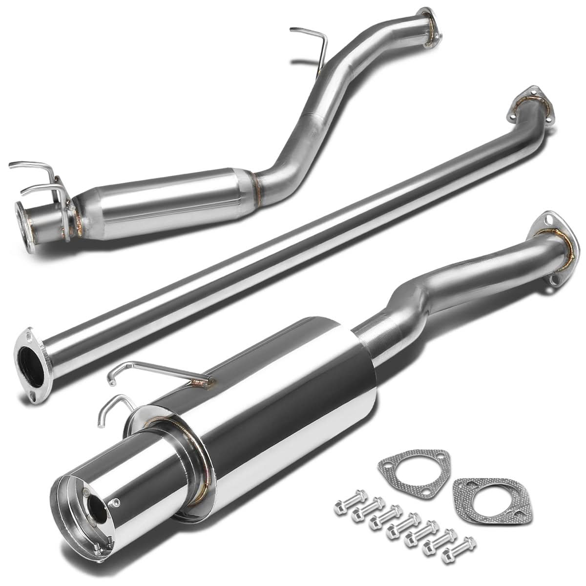 06-08 Honda Civic EX Single Tip Catback Exhaust - Stainless Steel