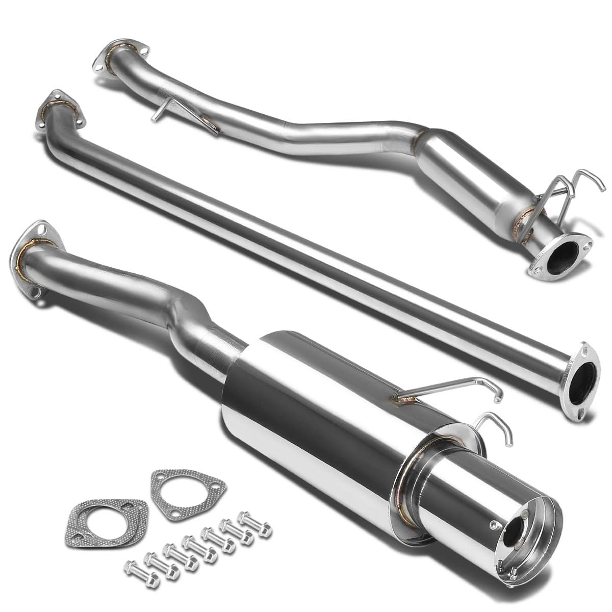 06-08 Honda Civic EX Single Tip Catback Exhaust - Stainless Steel