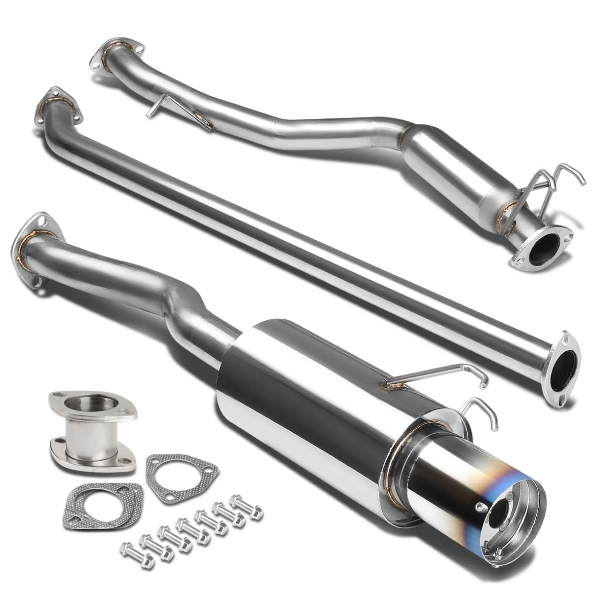 06-08 Honda Civic EX Catback Exhaust Single Burnt Tip Stainless Steel