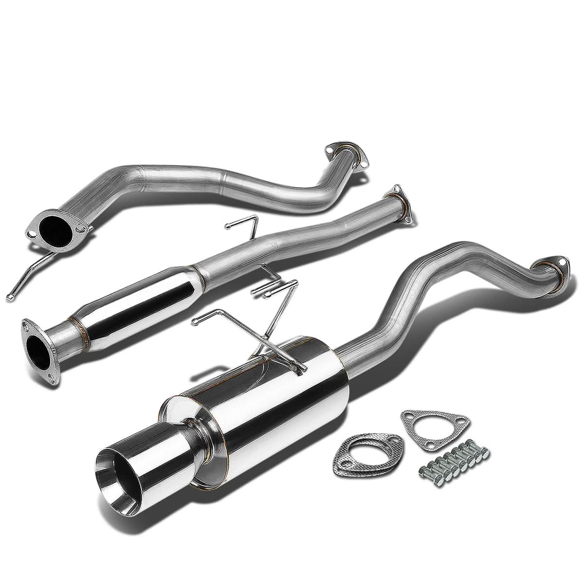 92-00 Honda Civic Catback Exhaust Single Rolled Tip Stainless Steel