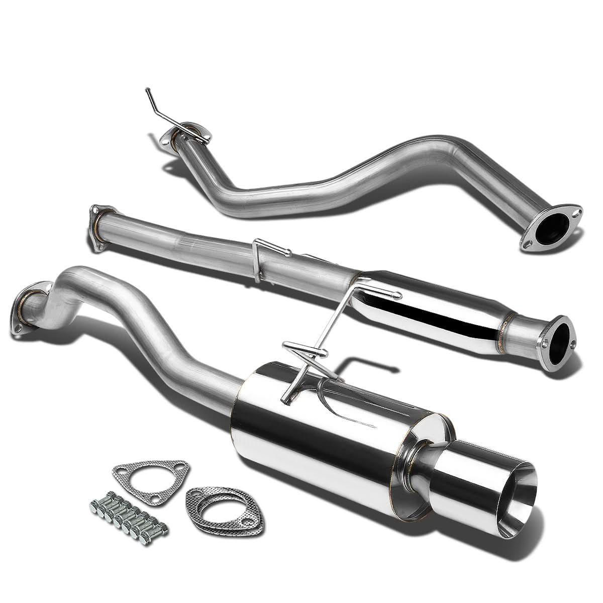 92-00 Honda Civic Catback Exhaust Single Rolled Tip Stainless Steel