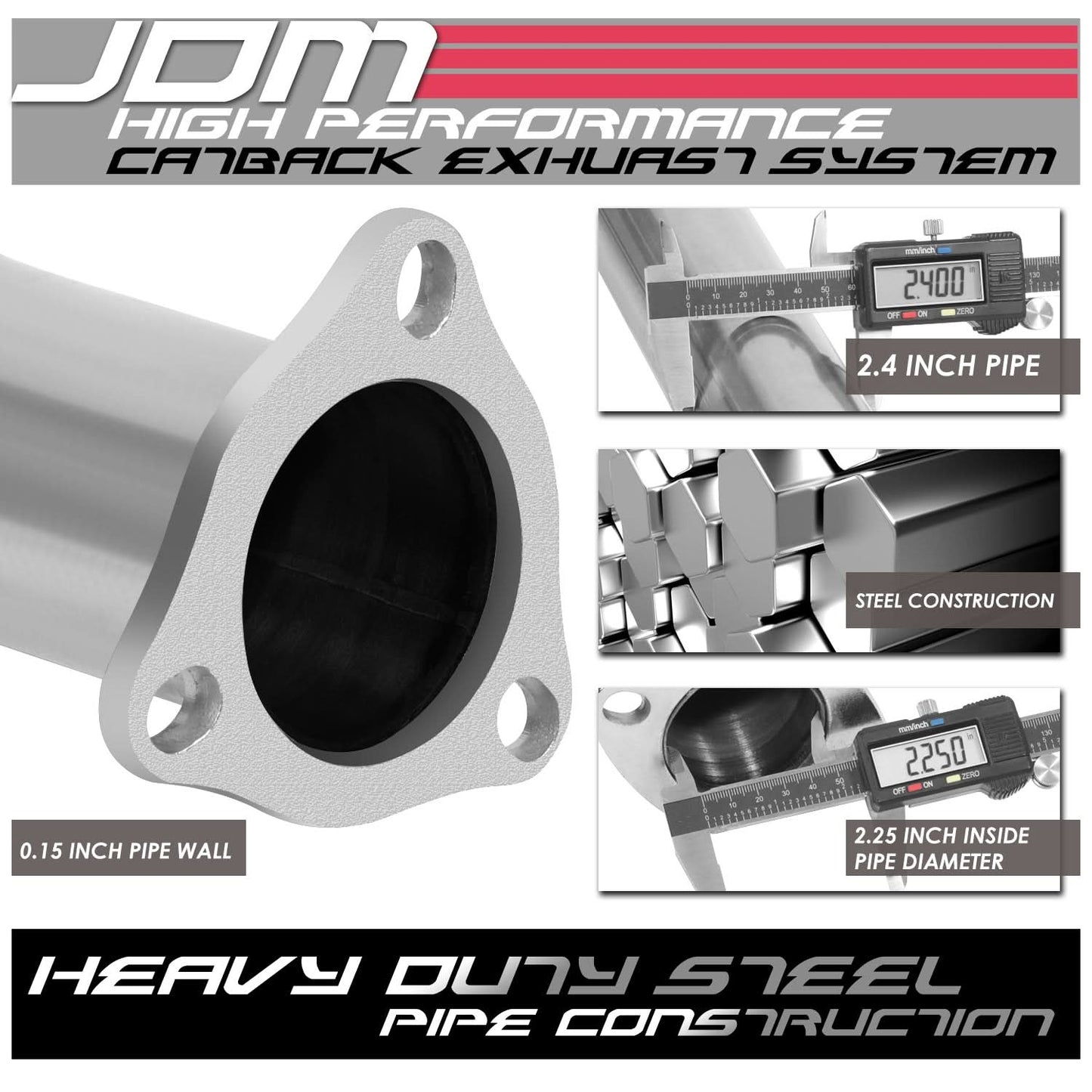 92-95 Honda Civic 3-Door Single Tip Catback Exhaust - Stainless Steel