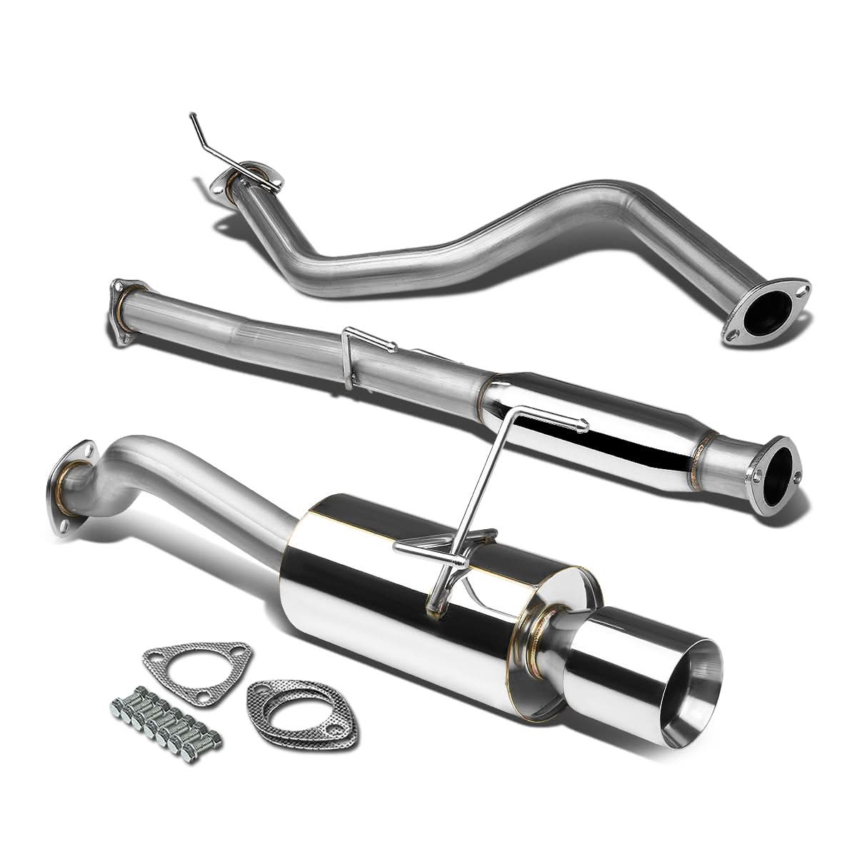 92-95 Honda Civic 3-Door Catback Exhaust Single Rolled Tip Stainless Steel