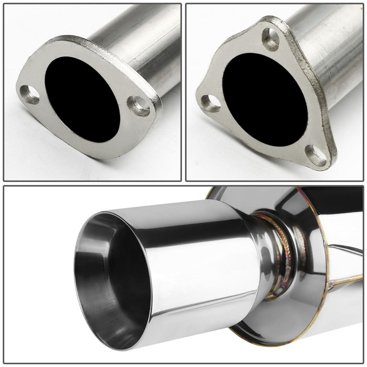 92-95 Honda Civic 3-Door Catback Exhaust Single Rolled Tip Stainless Steel