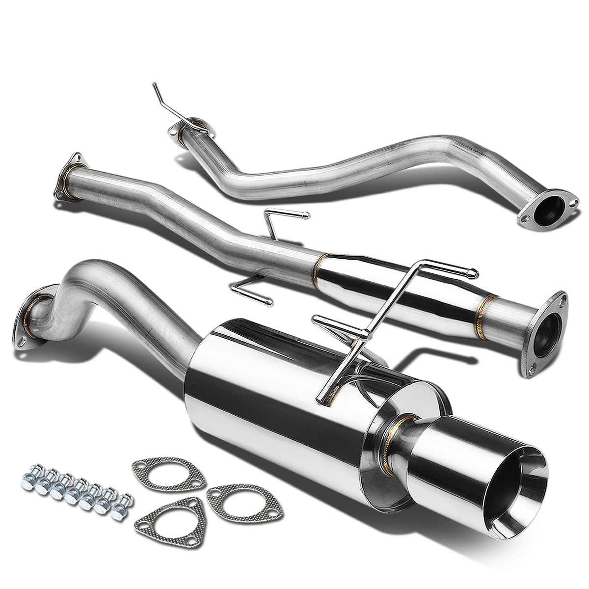 96-00 Honda Civic 3-Door Catback Exhaust Single Rolled Tip Stainless Steel