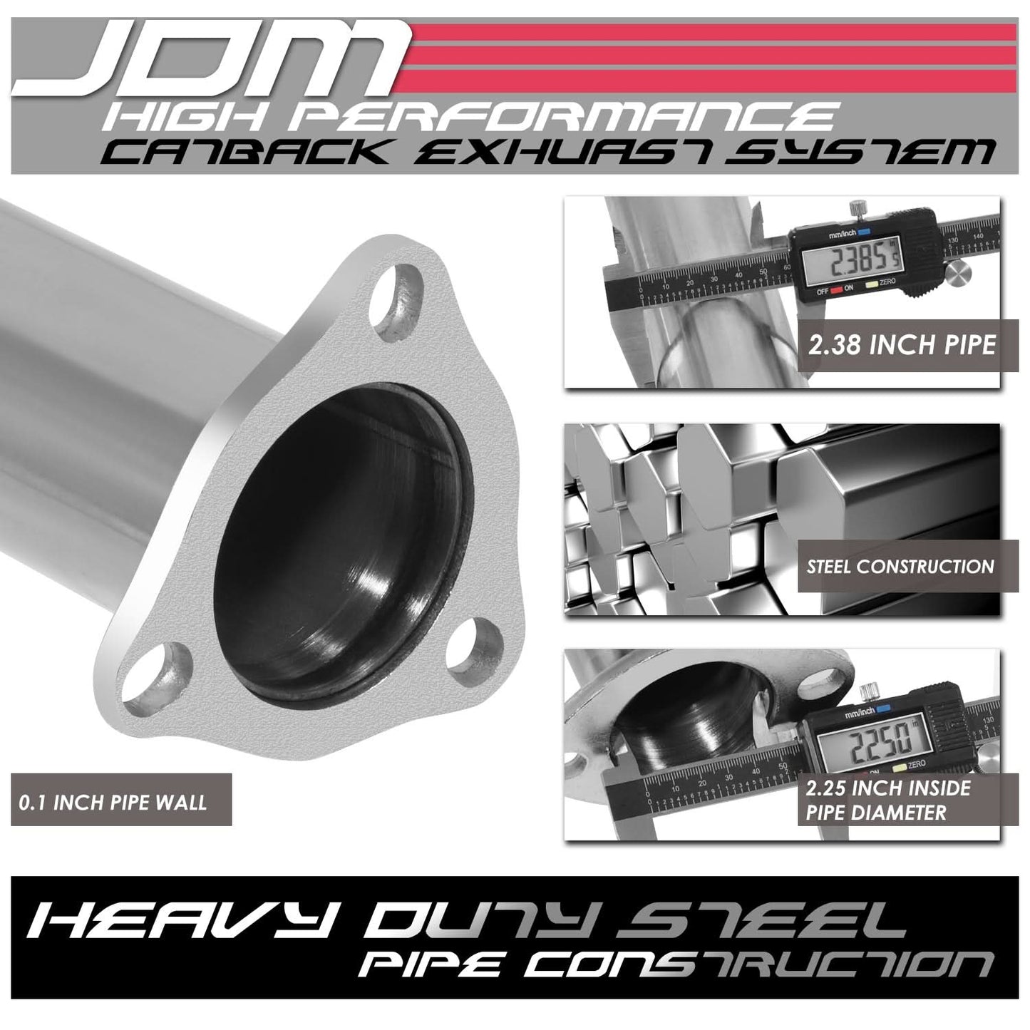 93-97 Honda Del Sol Single Tip Catback Exhaust Stainless Steel