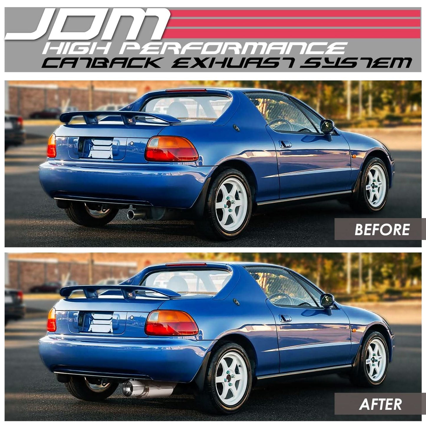 93-97 Honda Del Sol Single Tip Catback Exhaust Stainless Steel