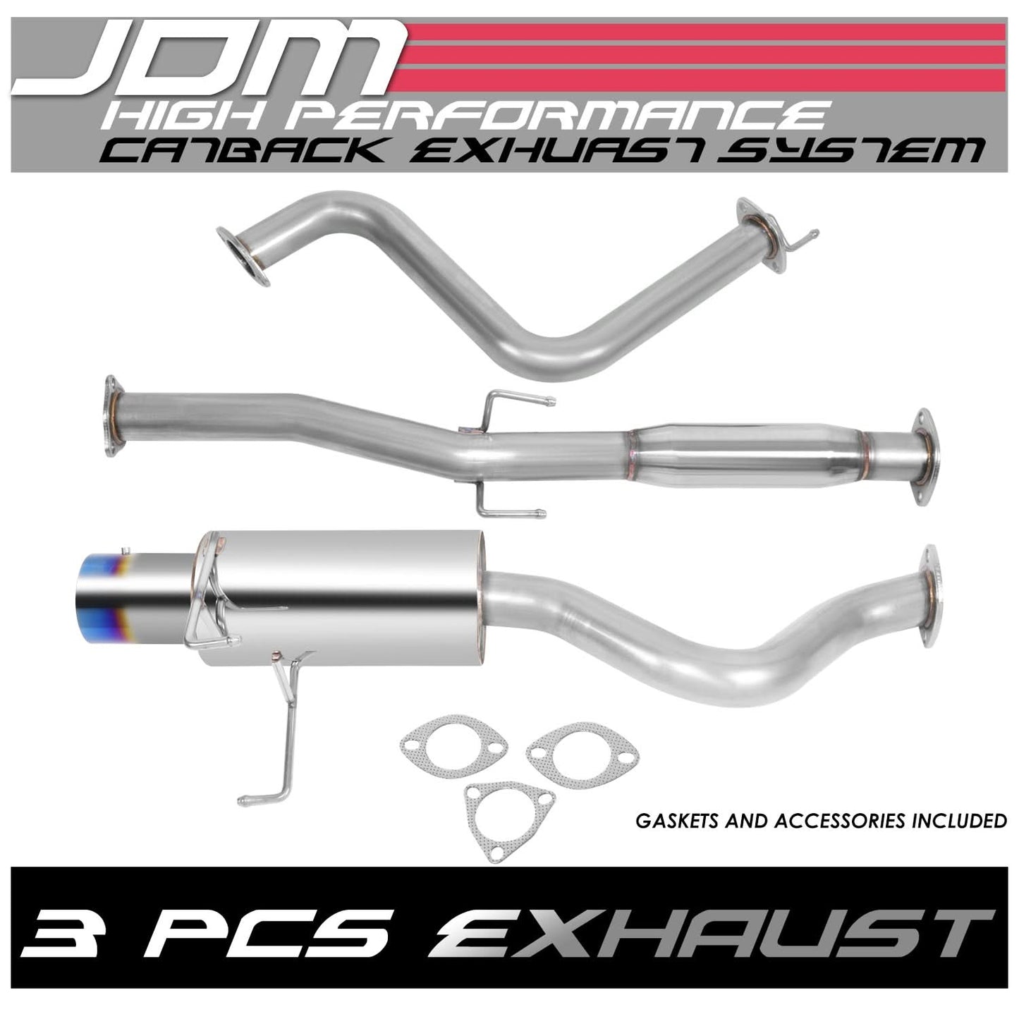 1993-1997 Honda Del Sol Catback Exhaust Single Burnt Tip Stainless Steel