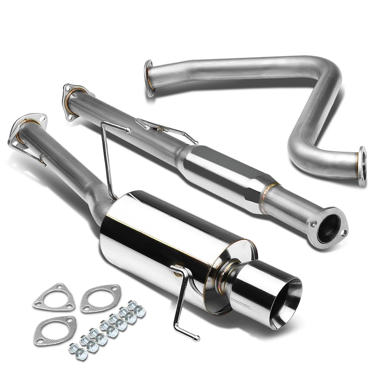 92-96 Honda Prelude Catback Exhaust Single Rolled Tip Stainless Steel