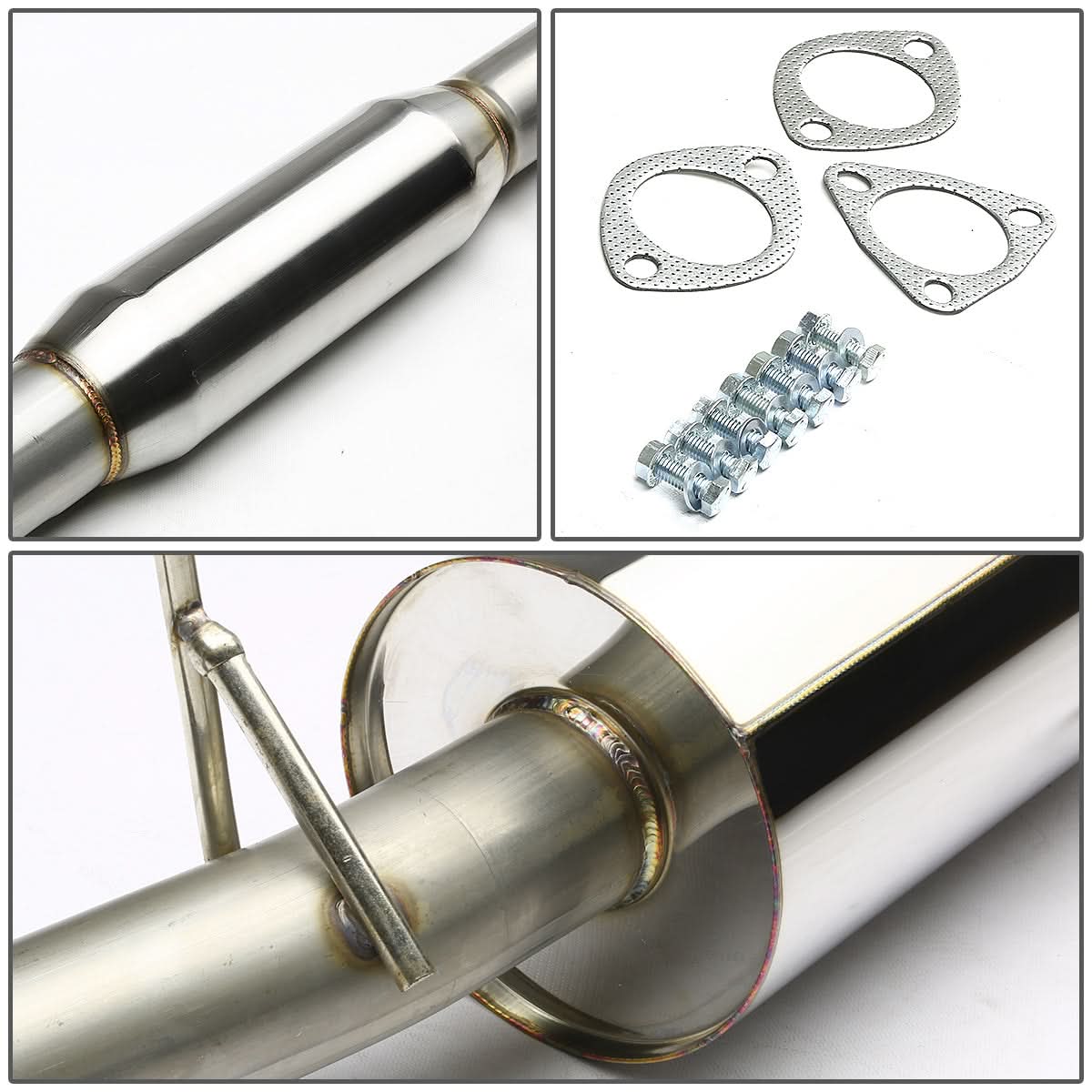 92-96 Honda Prelude Catback Exhaust Single Rolled Tip Stainless Steel