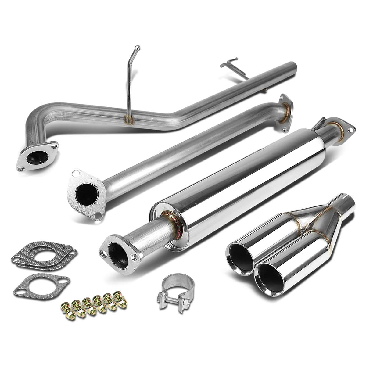 2006-2011 Kia Rio Dual Rolled Tip Catback Exhaust Stainless Steel