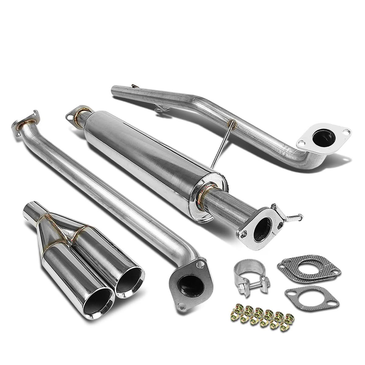 2006-2011 Kia Rio Dual Rolled Tip Catback Exhaust Stainless Steel