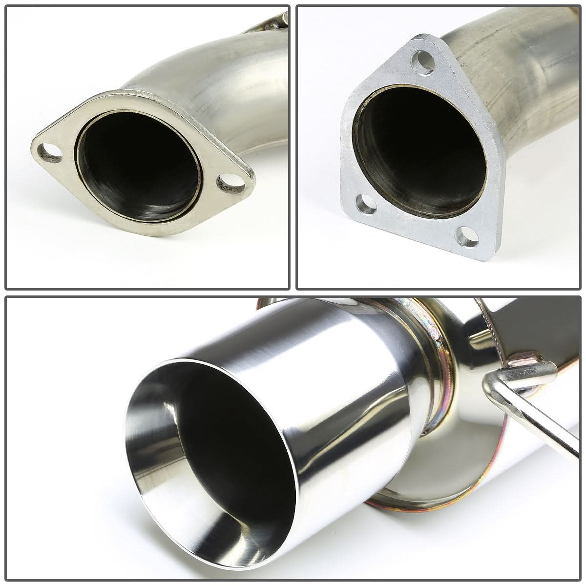 2000-2005 Mitsubishi Eclipse Single Rolled Tip Catback Exhaust Stainless Steel