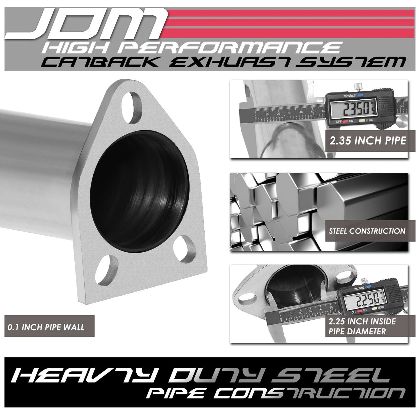 1995-1999 Mitsubishi Eclipse Non Turbo Catback Exhaust Stainless Steel