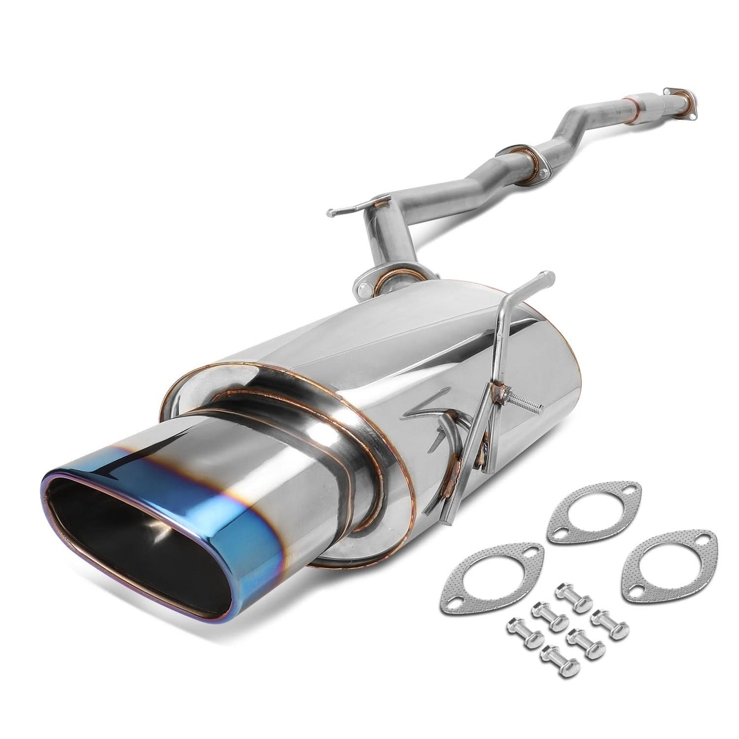 02-06 Nissan Altima 2.5L Single Oval Burnt Tip Catback Exhaust Stainless Steel