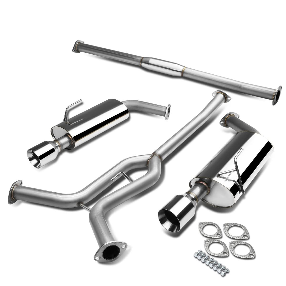 2004-2008 Nissan Maxima Dual Rolled Tip Catback Exhaust - Stainless Steel