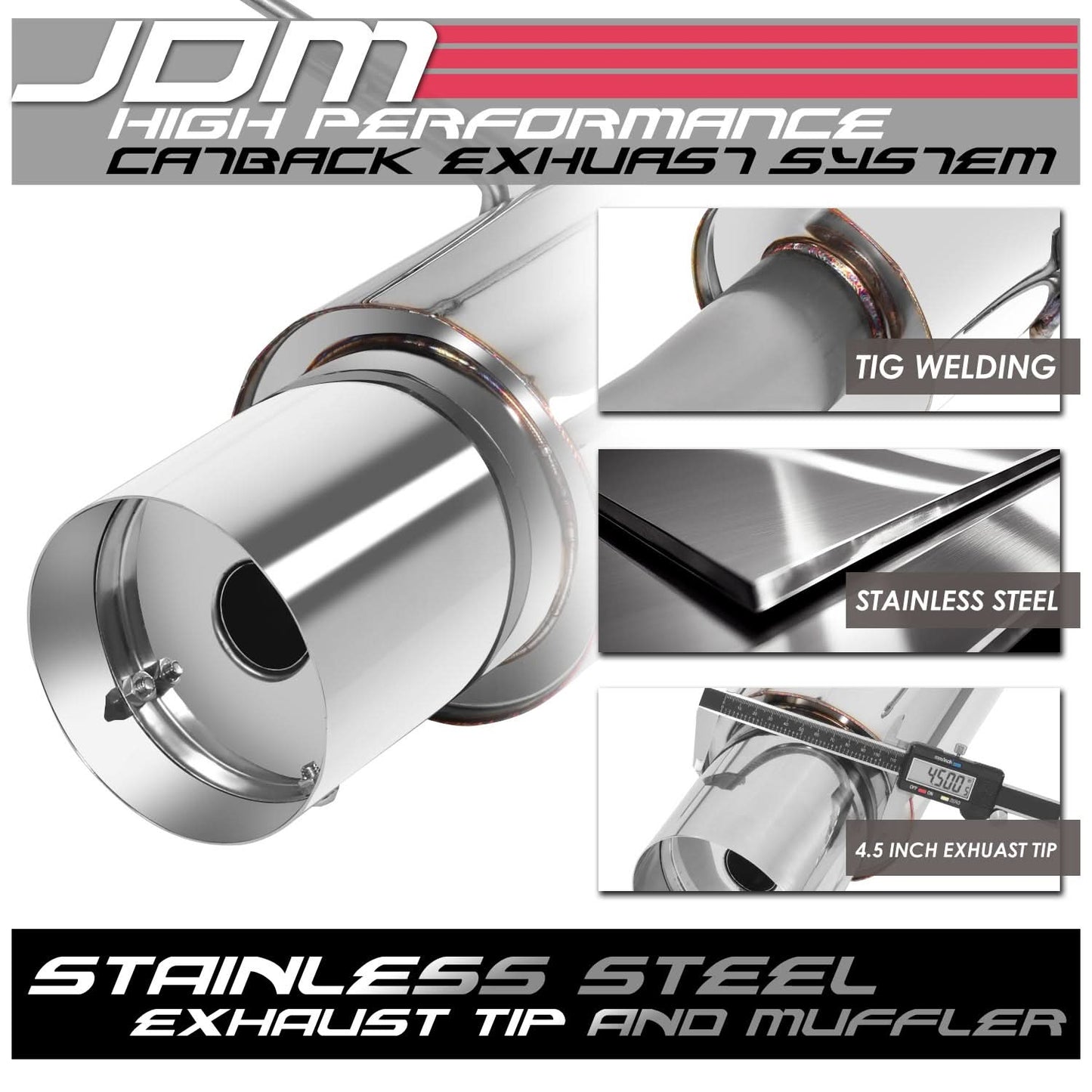 95-98 Nissan 240SX Single Tip Catback Exhaust - Stainless Steel
