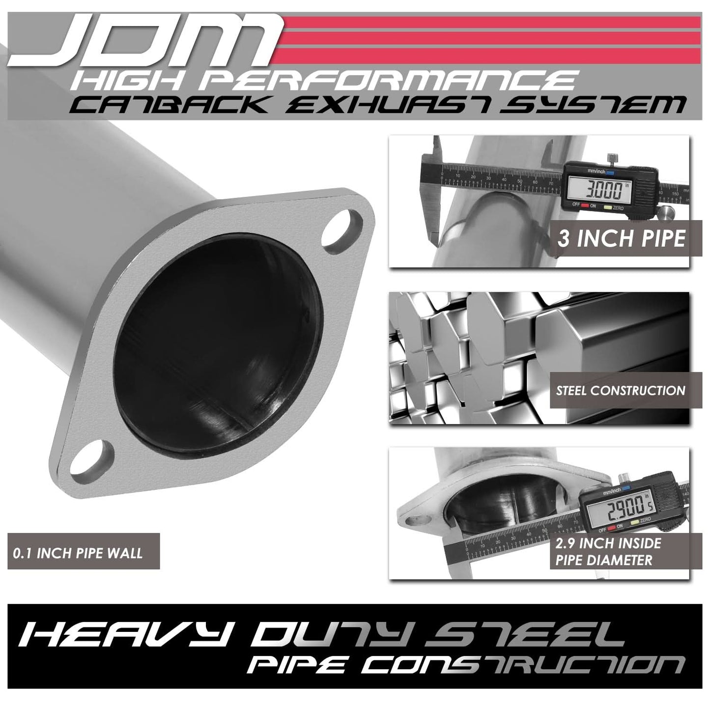 95-98 Nissan 240SX Single Tip Catback Exhaust - Stainless Steel
