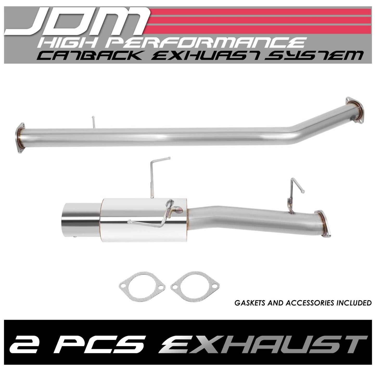 95-98 Nissan 240SX Single Tip Catback Exhaust - Stainless Steel