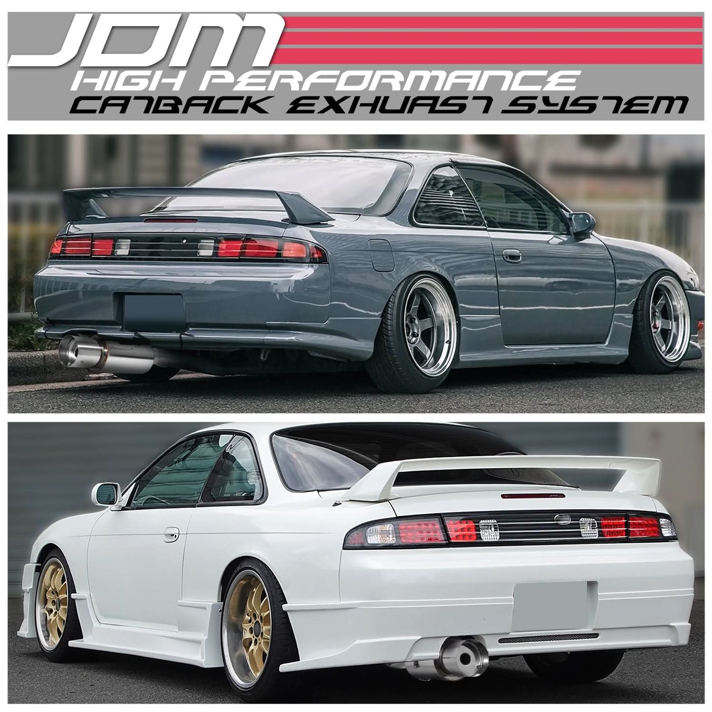 95-98 Nissan 240SX Single Tip Catback Exhaust - Stainless Steel