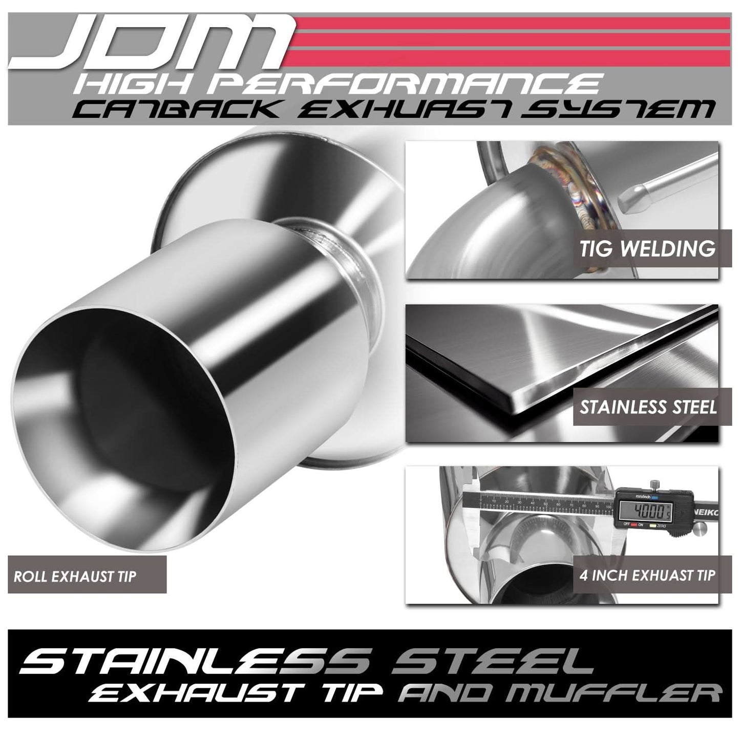05-10 Scion tC Single Rolled Tip Catback Exhaust Stainless Steel
