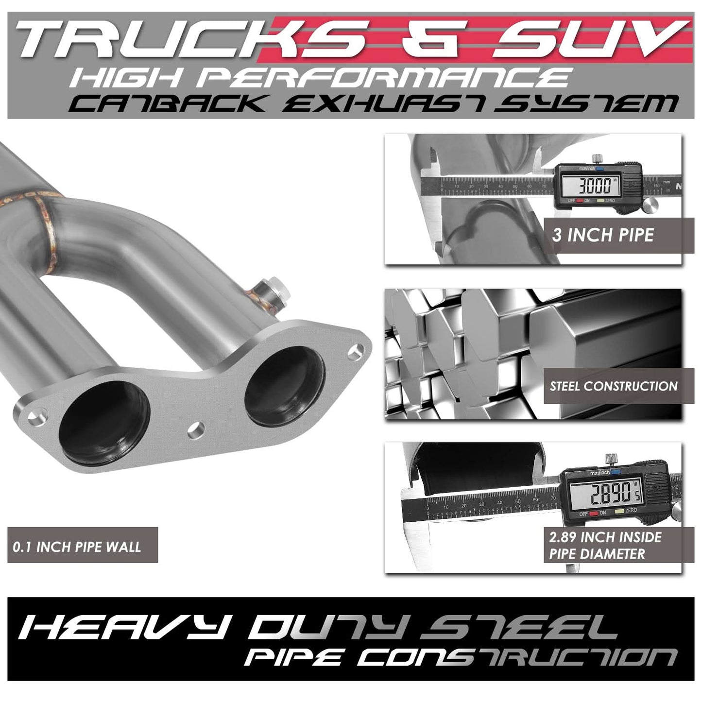 96-99 Chevrolet Tahoe Yukon 5.7L Catback Exhaust System Stainless Steel