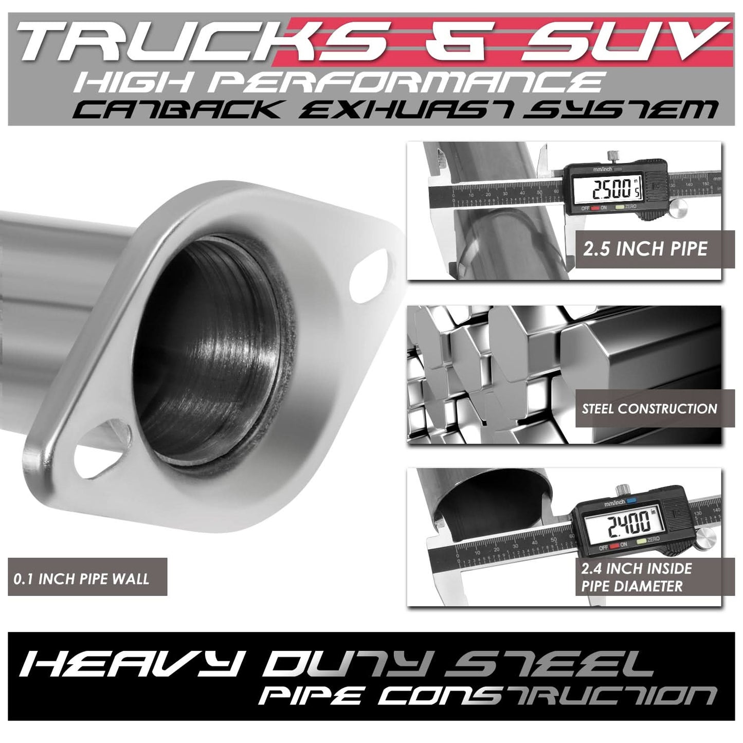 2005-2015 Toyota Tacoma 4.0L Single Tip Catback Exhaust Stainless Steel