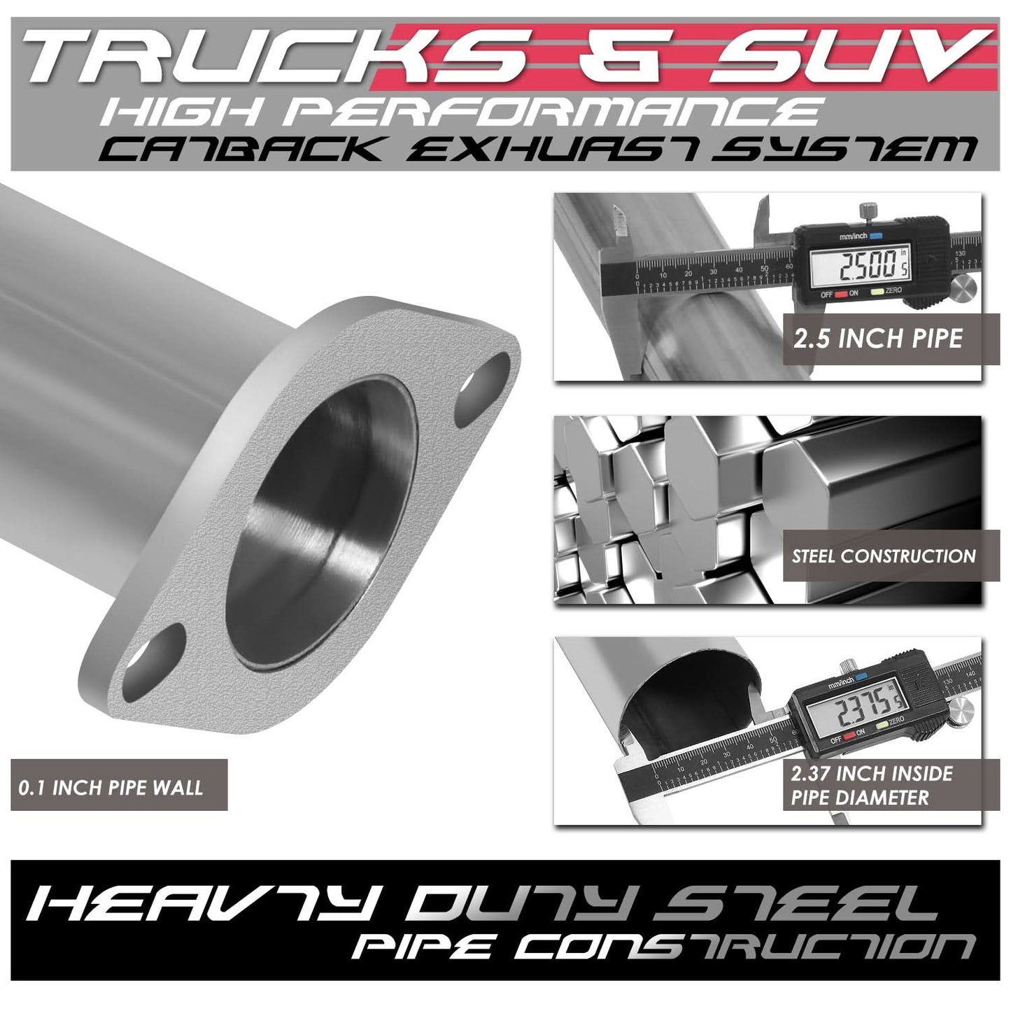 2013-2015 Toyota Tacoma Catback Exhaust Single Tip Stainless Steel