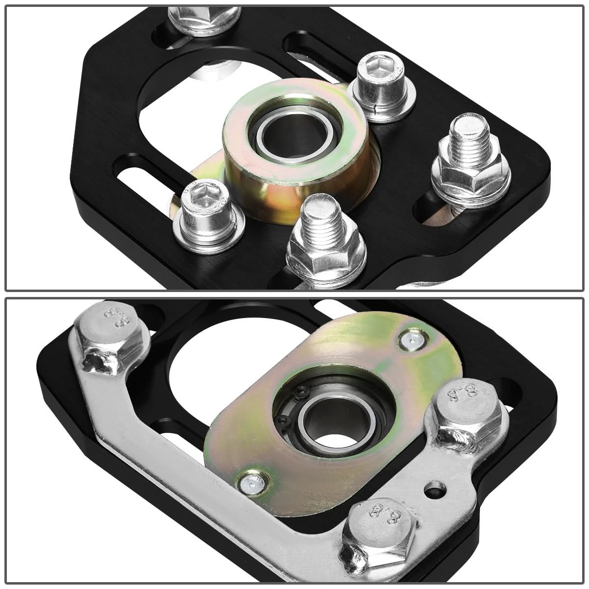 90-93 Ford Mustang Front Upper Camber Plates - Black