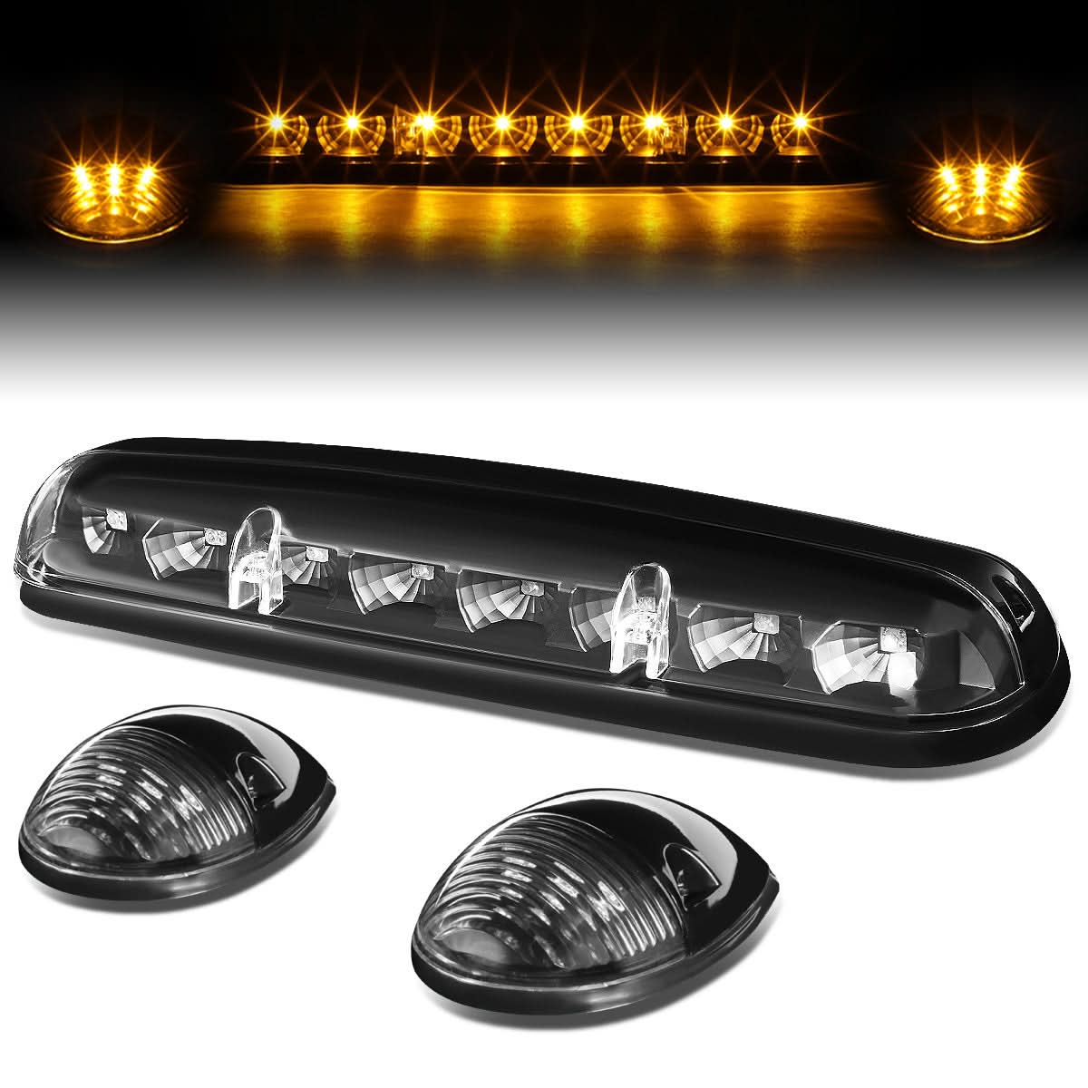 02-07 Chevy Silverado / GMC Sierra Cab Light Black Housing Amber LED