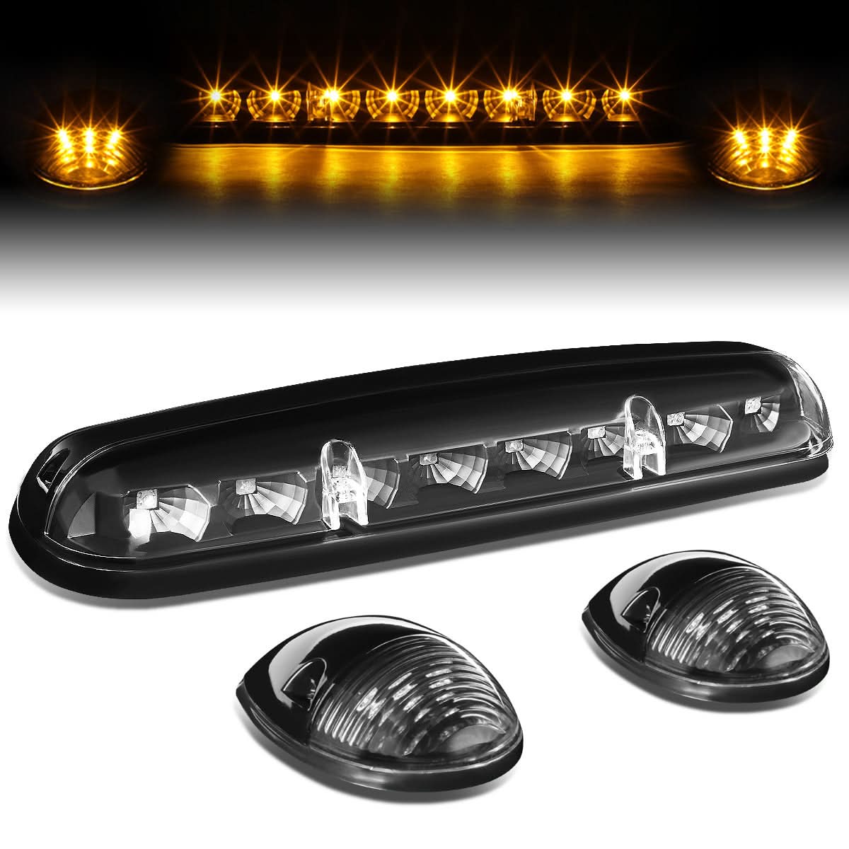 02-07 Chevy Silverado / GMC Sierra Cab Light Black Housing Amber LED