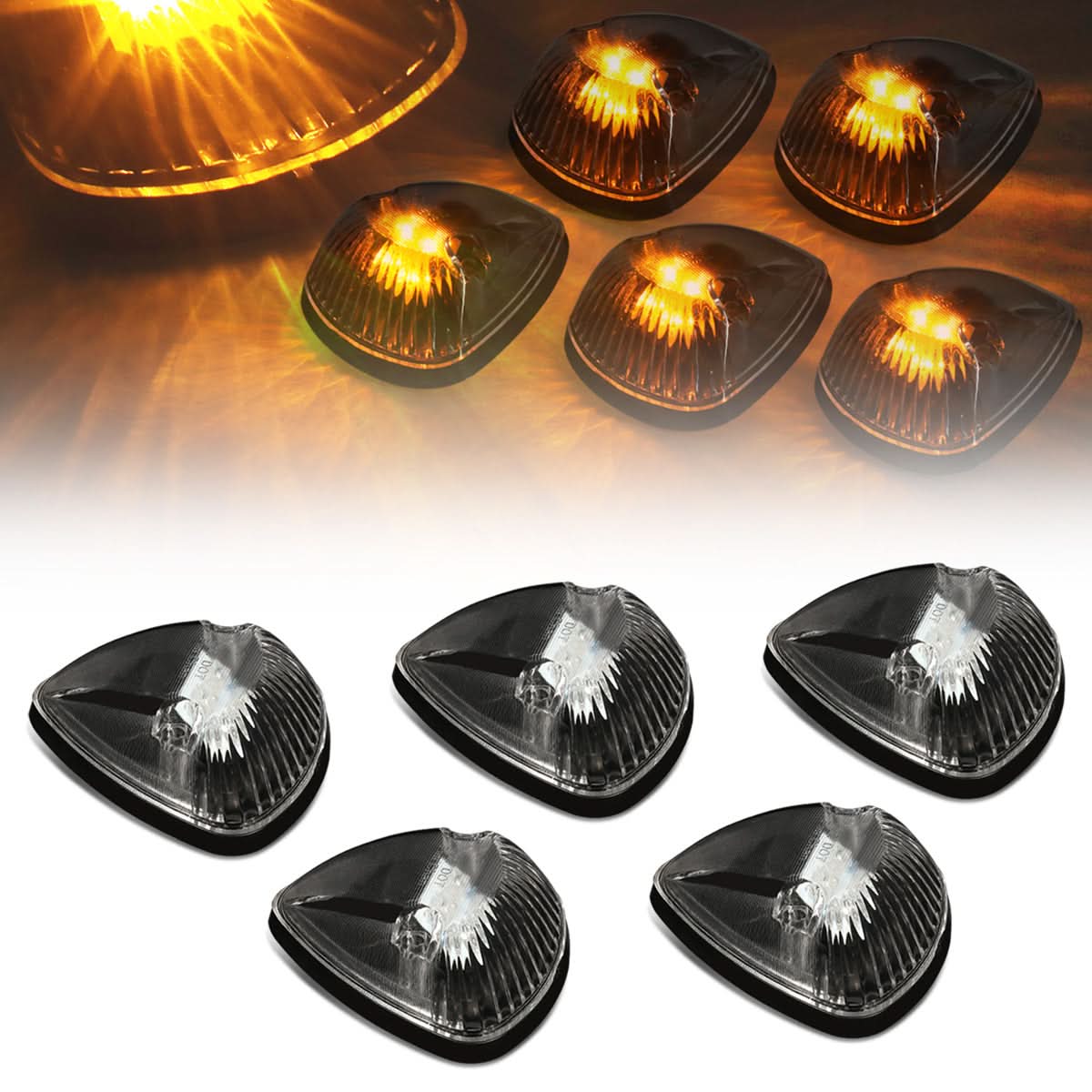 94-98 Dodge Ram 2500/3500 Cab Light - Black Housing/Amber LED