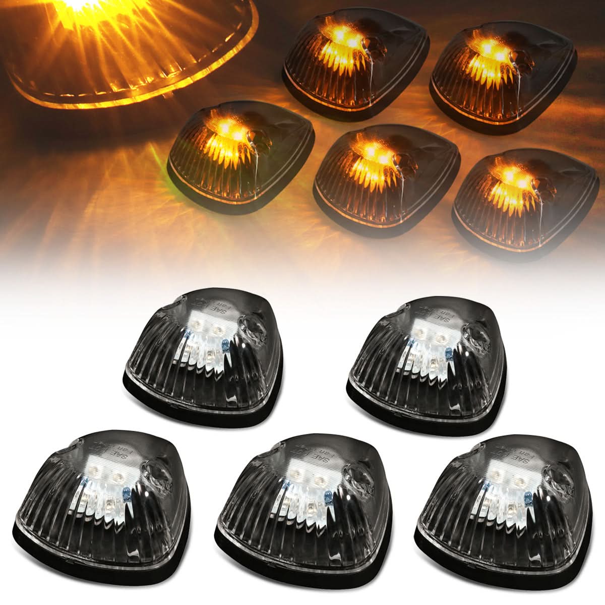 94-98 Dodge Ram 2500/3500 Cab Light - Black Housing/Amber LED