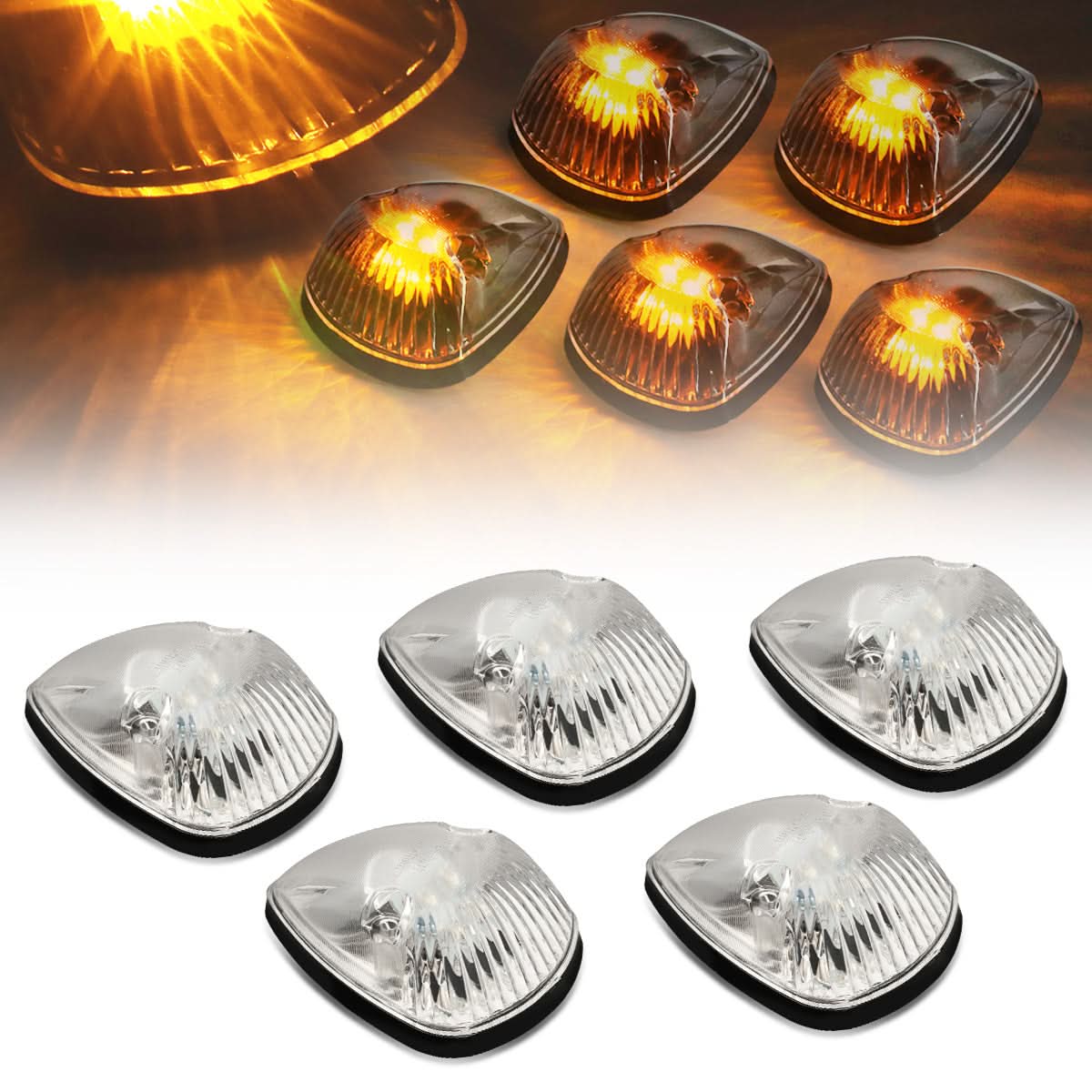 94-98 Dodge Ram 2500/3500 Cab Light - Chrome Housing Amber LED