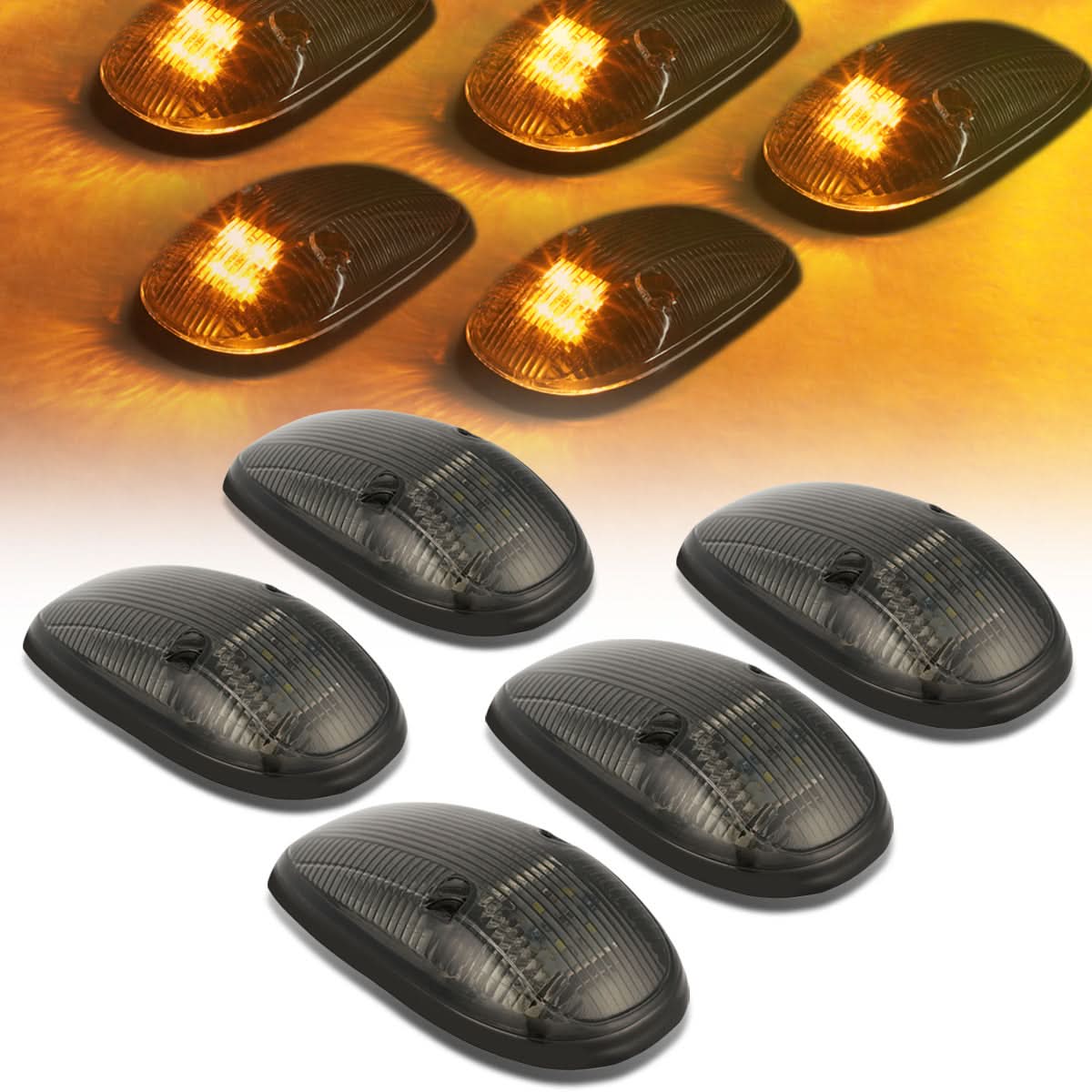 1999-2002 Dodge Ram 2500/3500 Smoke Housing Amber LED Cab Lights