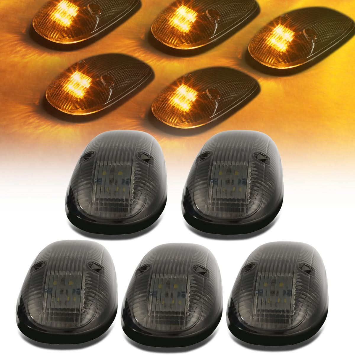 1999-2002 Dodge Ram 2500/3500 Smoke Housing Amber LED Cab Lights