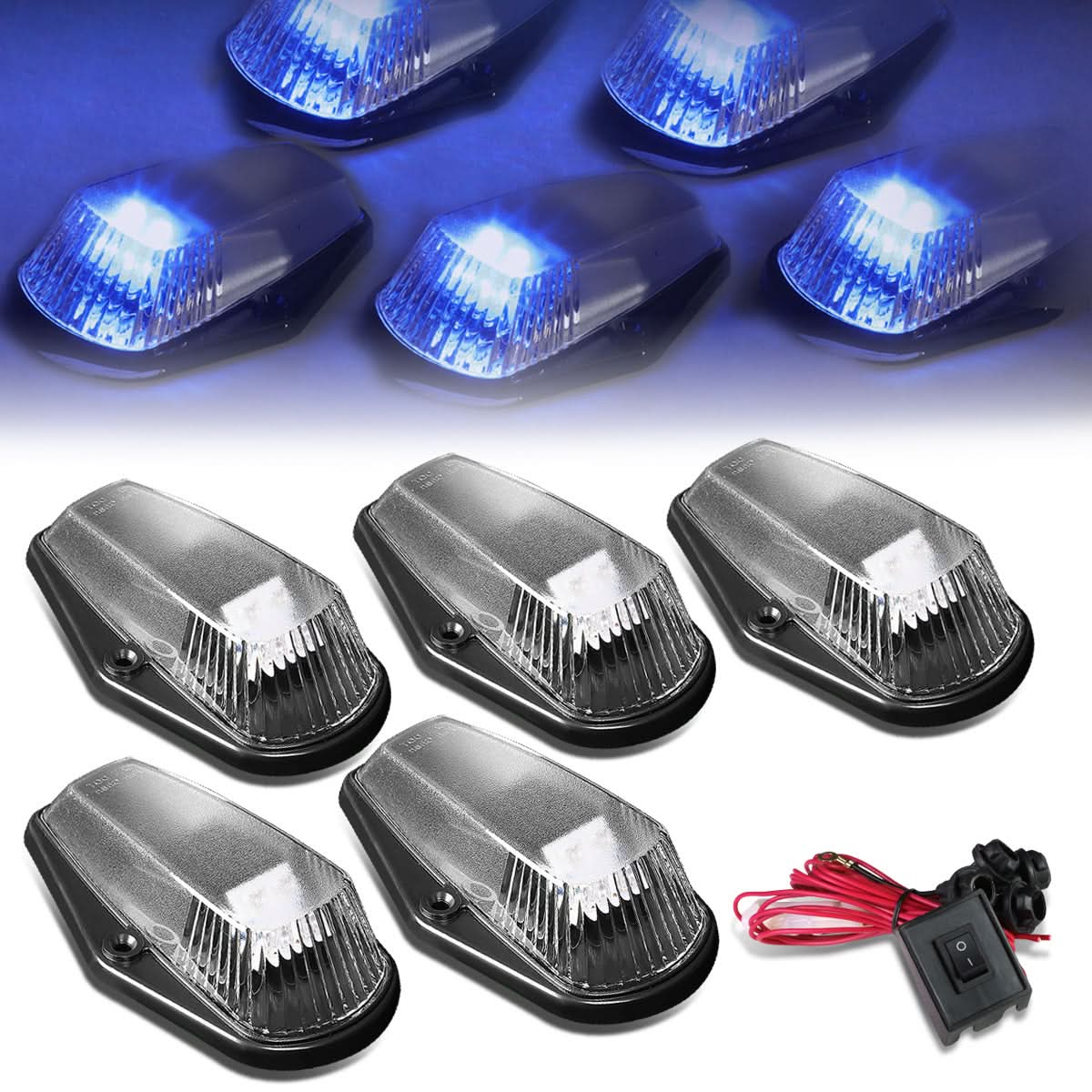 80-96 Ford Super Duty Black Housing Blue LED Cab Light