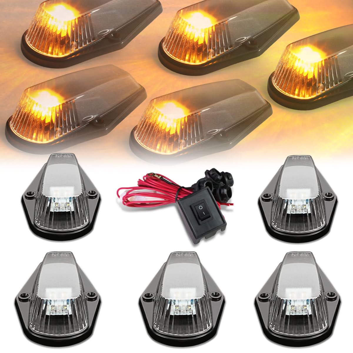 1980-1996 Ford Super Duty Cab Light - Black Housing with Amber LED