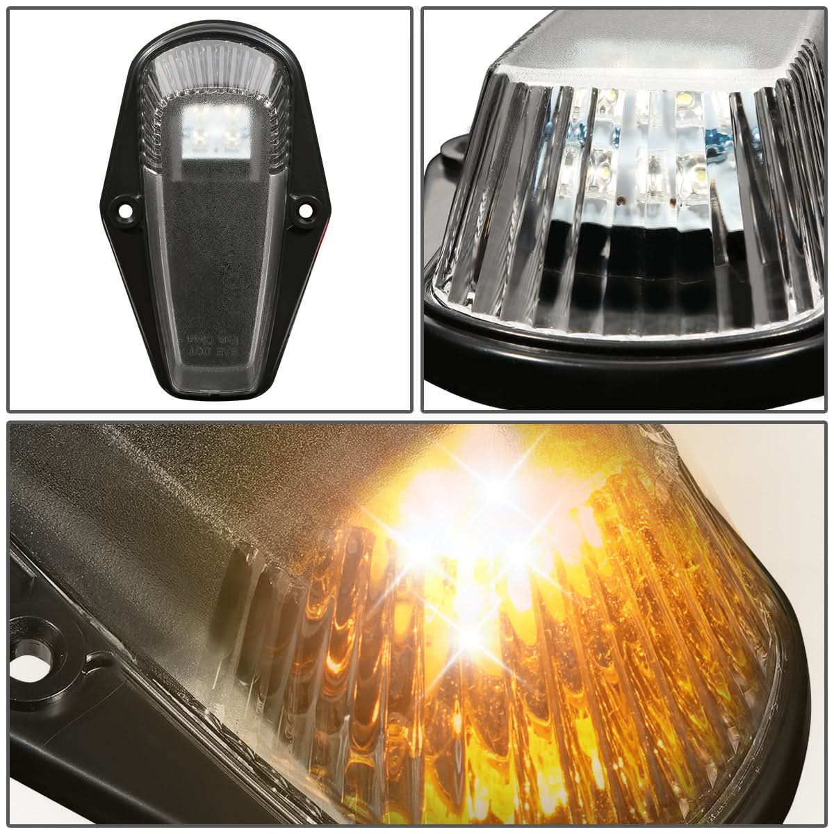 1980-1996 Ford Super Duty Cab Light - Black Housing with Amber LED
