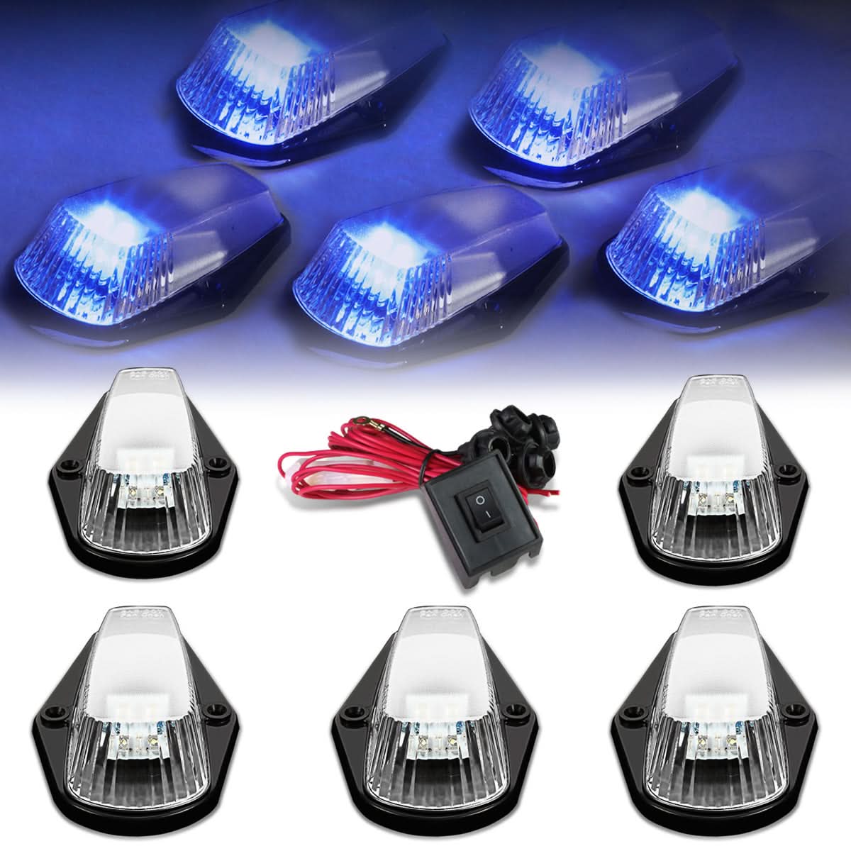 80-96 Ford Super Duty Chrome Housing Blue LED Cab Light