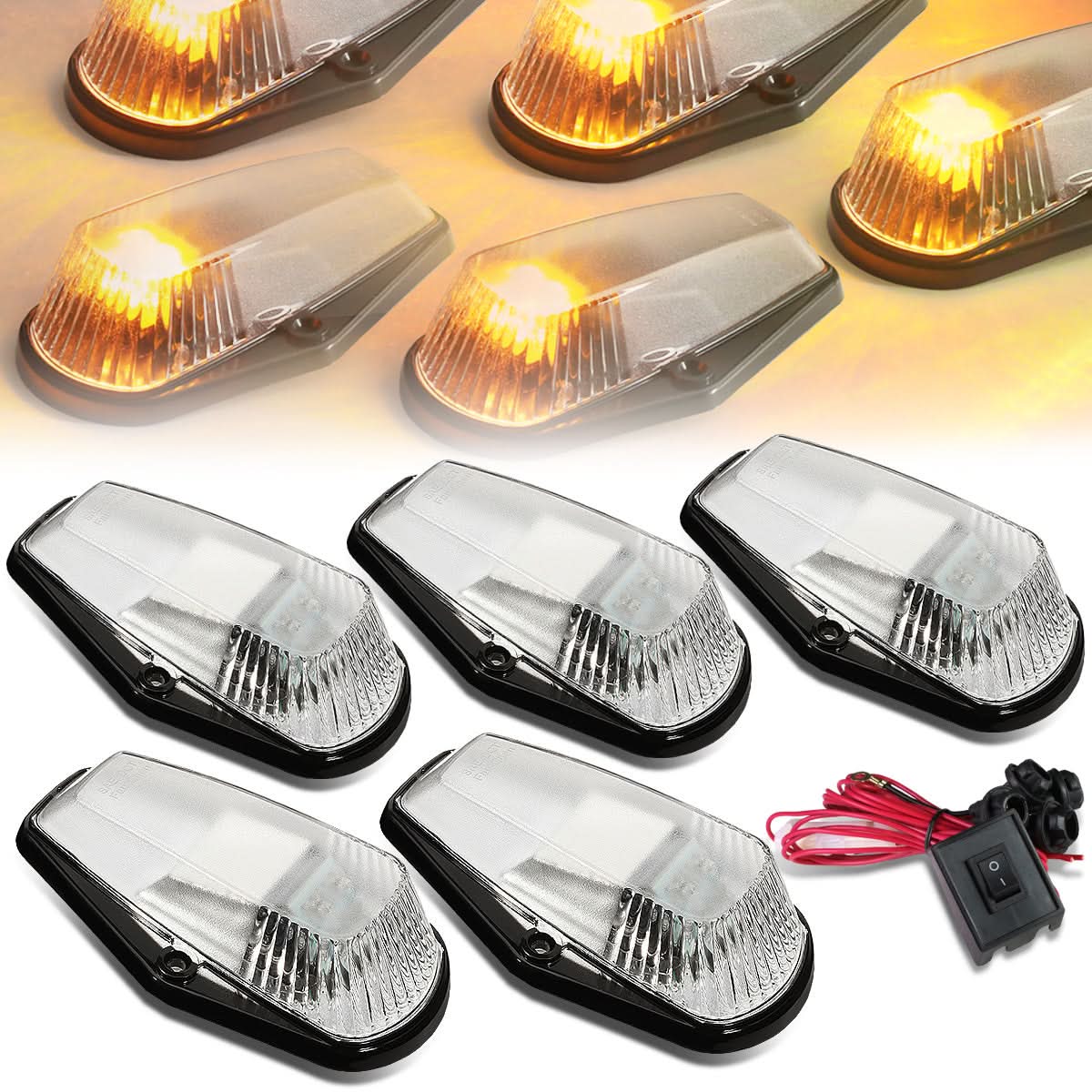 1980-1996 Ford Super Duty Chrome Housing Amber LED Cab Light